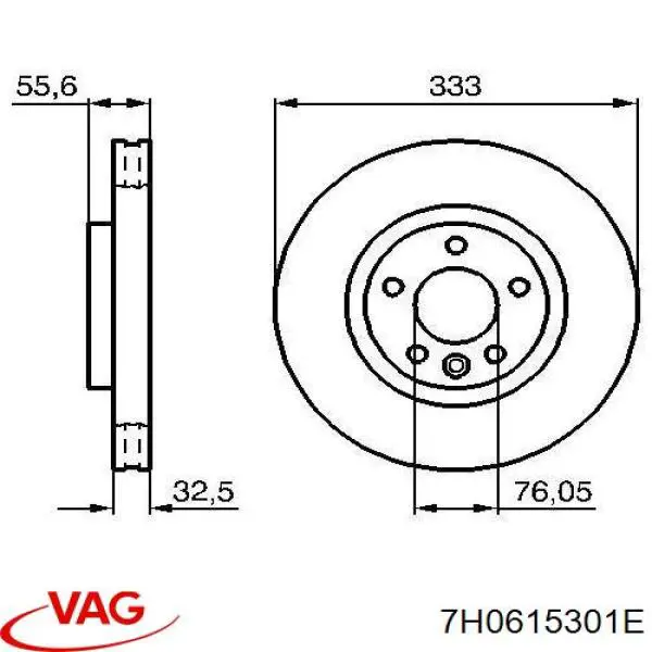 Диск переднього гальма VAG 7H0615301E ціна, від 46.58 USD