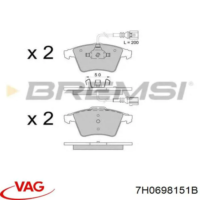 Передні тормозні колодки 7H0698151B VAG