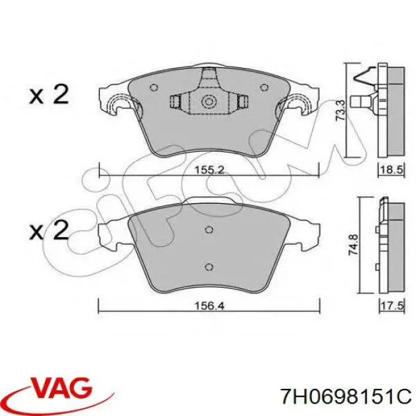 Гальмівні колодки VAG 7H0698151C ціна, від 24.27 USD