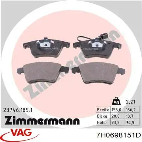 Гальмівні колодки VAG 7H0698151D ціна, від 28.91 USD