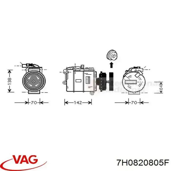 Компресор системи кондиціювання VAG 7H0820805F ціна, від 190.01 USD