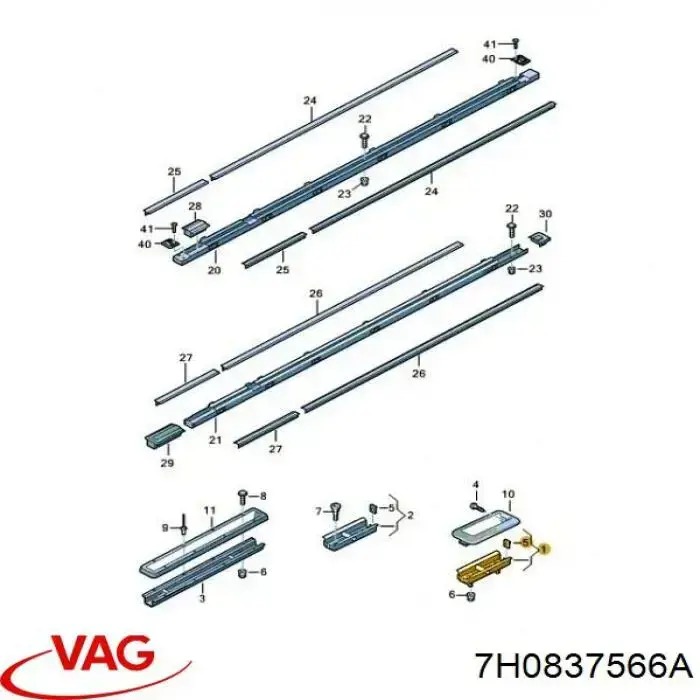 Ущільнювач двері передньо, правої (на двері) 7H0837566A VAG