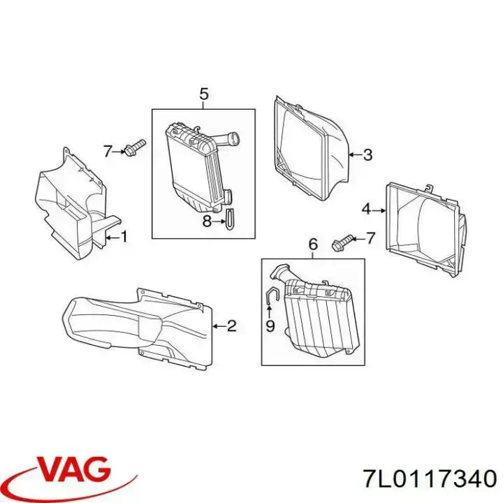 Купити 7L0117340 VAG Повітропровід / дефлектор радіатора интеркуллера, правий