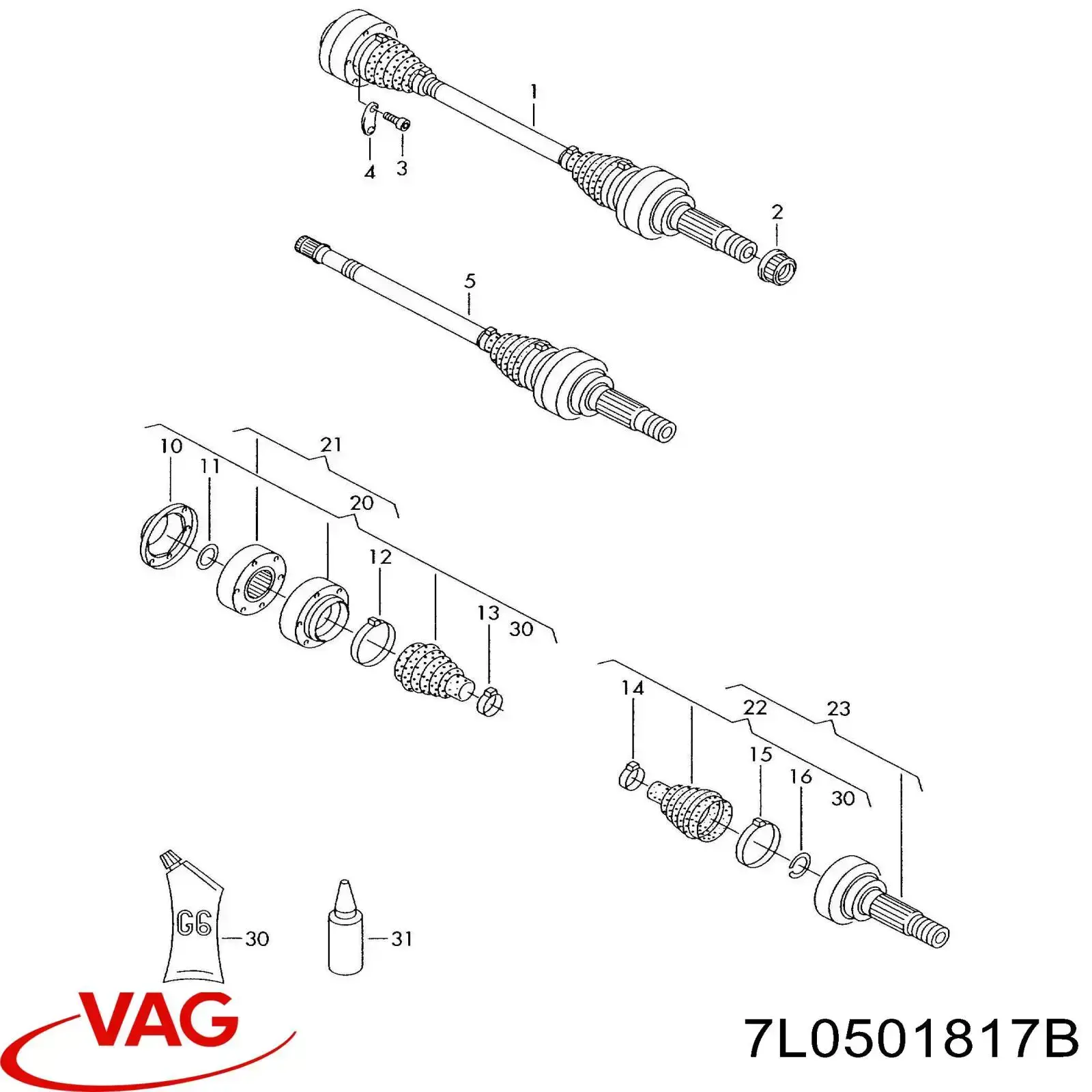 Приводи задніх коліс VAG 7L0501817B ціна, від 103.88 USD