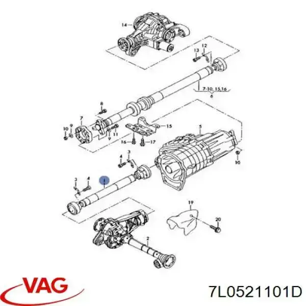 Купити 7L0521101D VAG Кардан передній