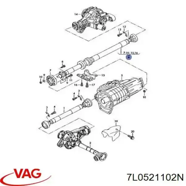 Вал карданний задній VAG 7L0521102N