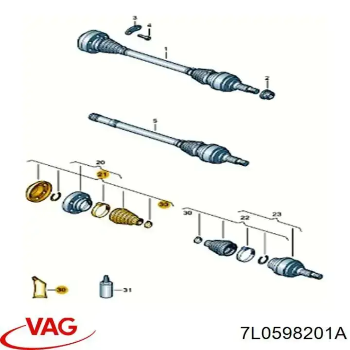 Купити 7L0598201A VAG Пильник ШРУСа внутрішній, задньої піввісі