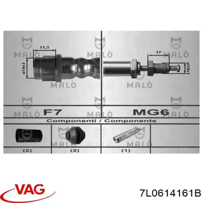 Купити 7P6614161 VAG Трубка гальмівна передня ліва