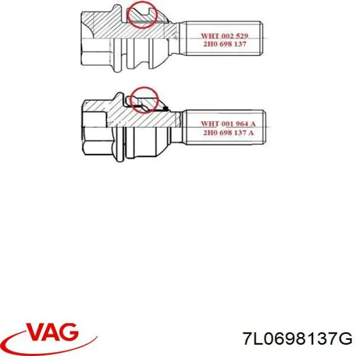 Колісний болт VAG 7L0698137G ціна, від 3.07 USD