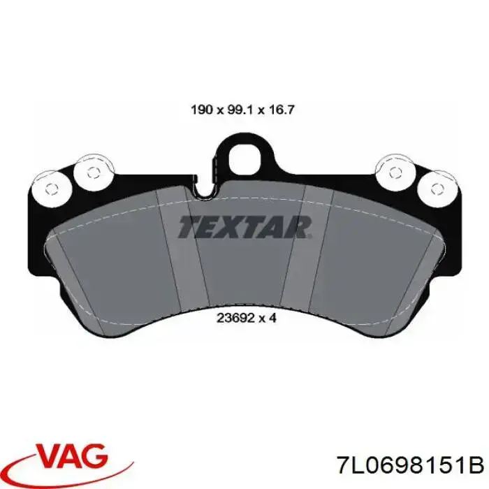 Гальмівні колодки VAG 7L0698151B ціна, від 50.68 USD