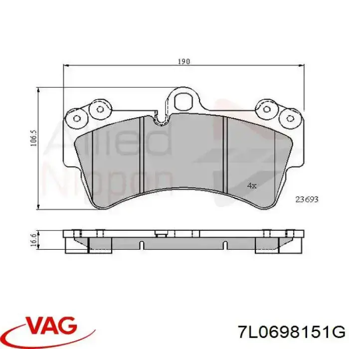 Гальмівні колодки VAG 7L0698151G ціна, від 64.33 USD