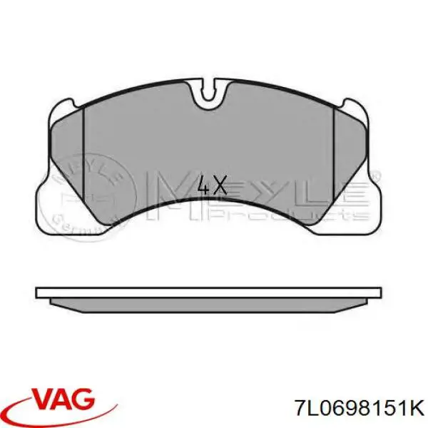 Колодки гальмівні передні, дискові 7L0698151K VAG