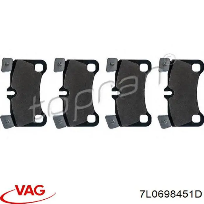 7L0698451D VAG Колодки гальмівні задні, дискові