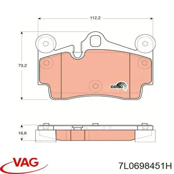 Задні дискові колодки VAG 7L0698451H