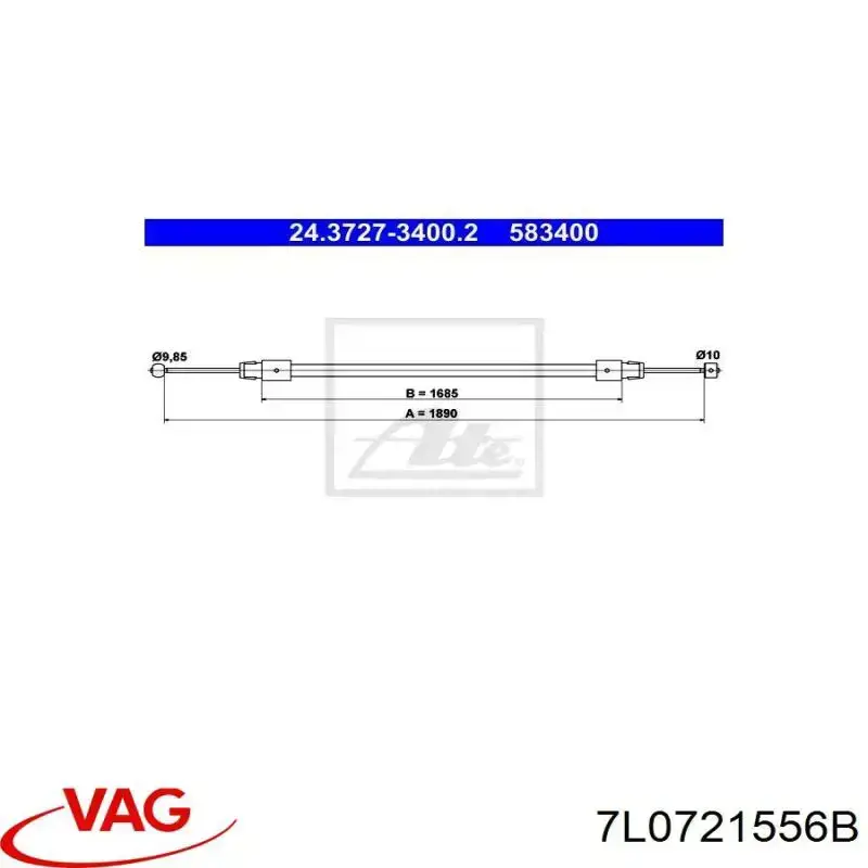 Купити 7L0721556B VAG Трос ручного гальма передній