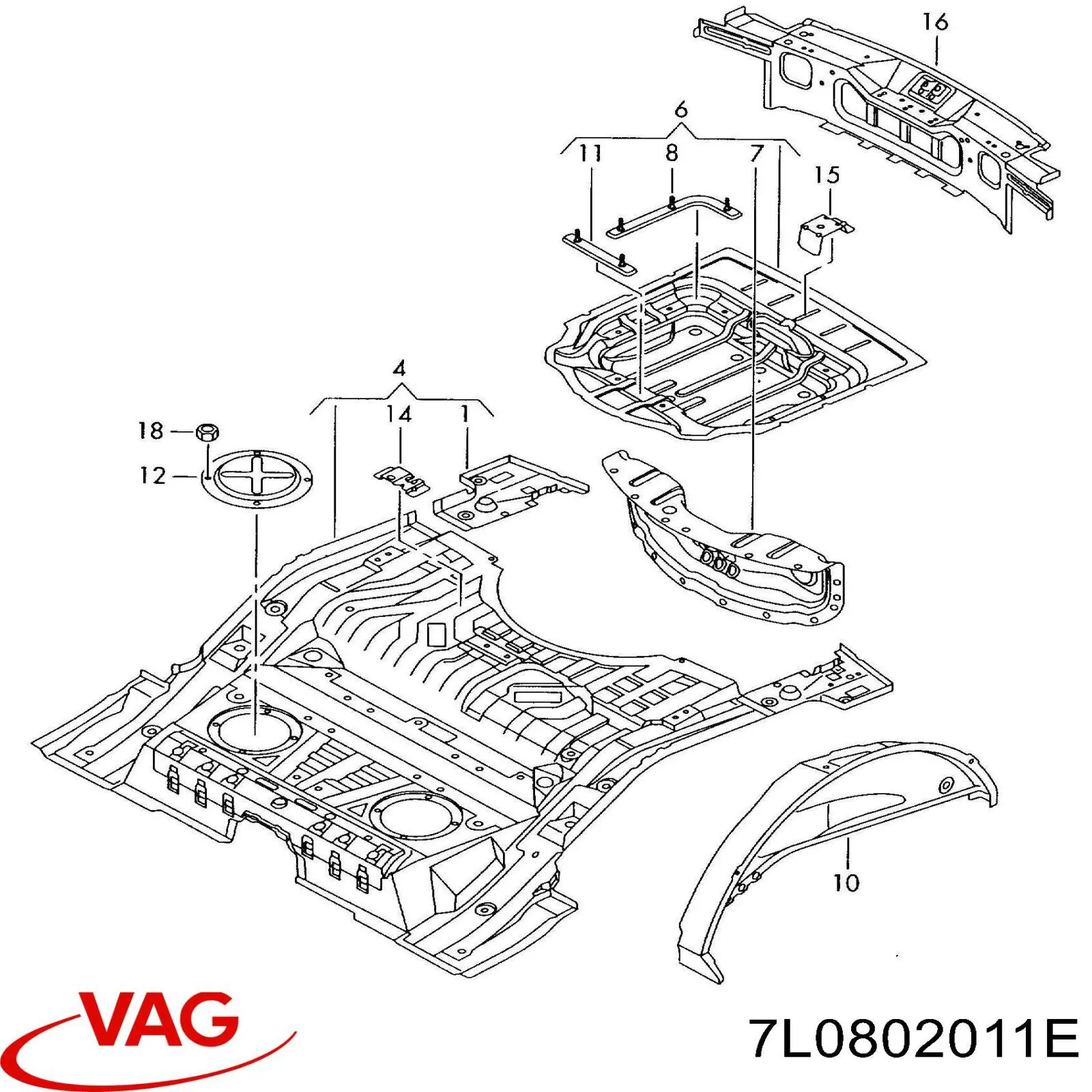 Підстава кабіни (підлога кузова) VAG 7L0802011E ціна, від 50.66 USD
