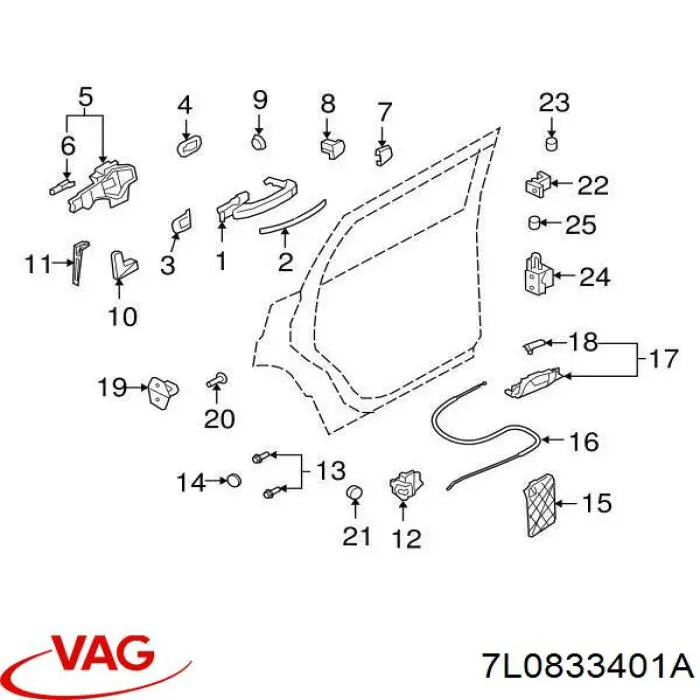 7L0833401A VAG Петля задніх лівих дверей