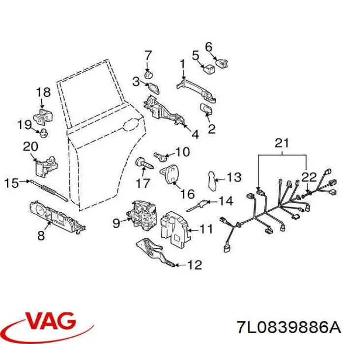 Купити 7L0839886A VAG Тримач зовнішньої ручки дверей, задніх правих