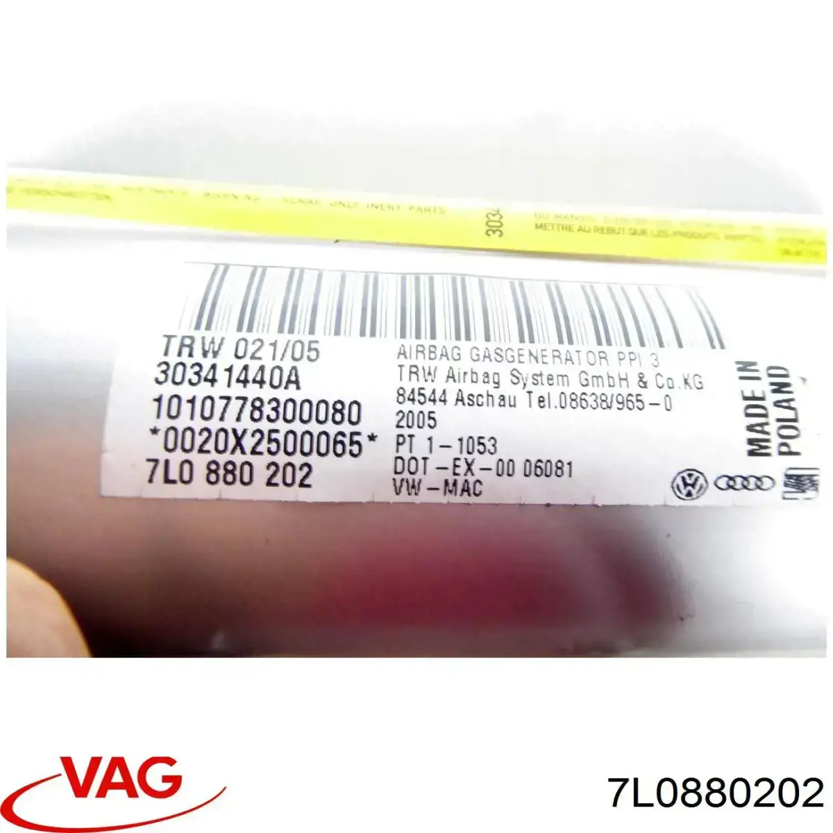 Купити 7L0880202 VAG Установка подушки безпеки пасажира