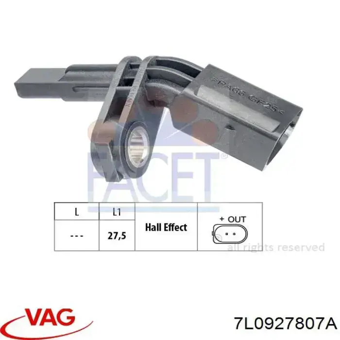 Датчик АБС задній лівий VAG 7L0927807A ціна, від 6.33 USD