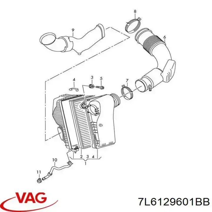 Купити 7L6129601BB VAG Корпус фільтра