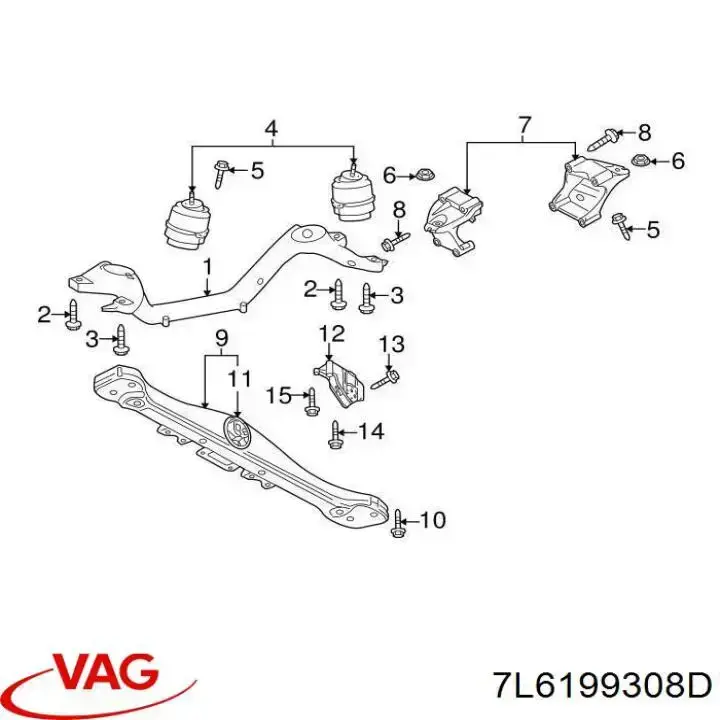 Купити 7L6199308D VAG Кронштейн подушки (опори) двигуна, правої