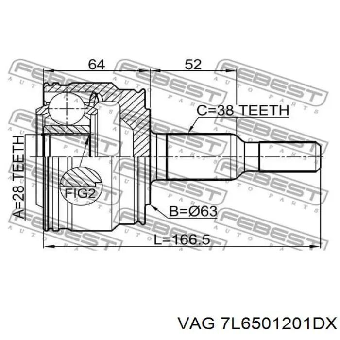 Приводи задніх коліс VAG 7L6501201DX ціна, від 50.96 USD