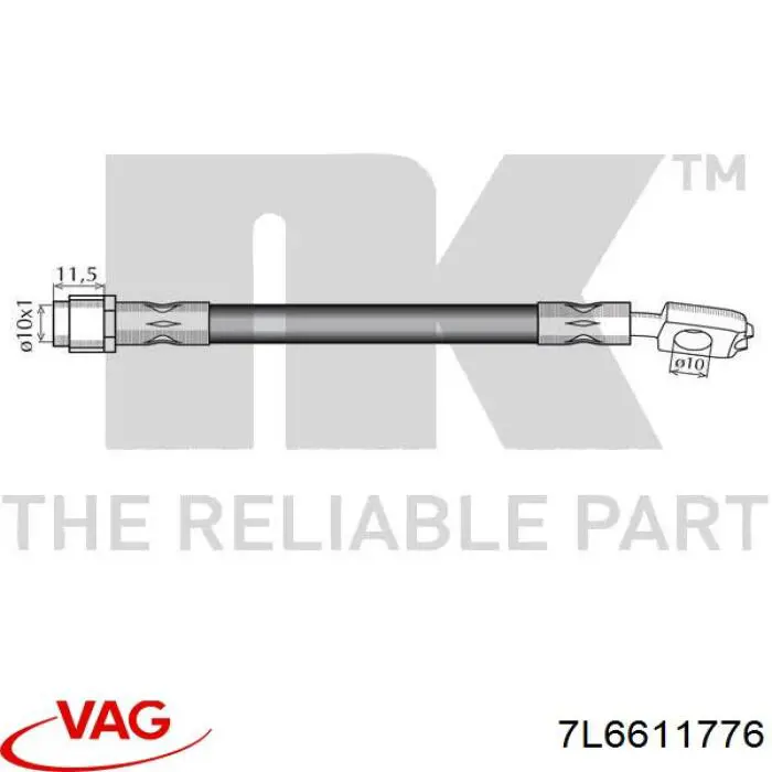 Шланг гальмівний задній 7L6611776 VAG