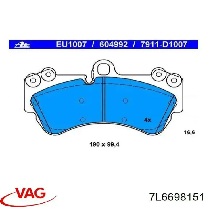Купити 7L6698151 VAG Колодки гальмівні передні, дискові