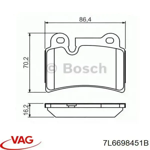 Задні гальмівні колодки 7L6698451B VAG