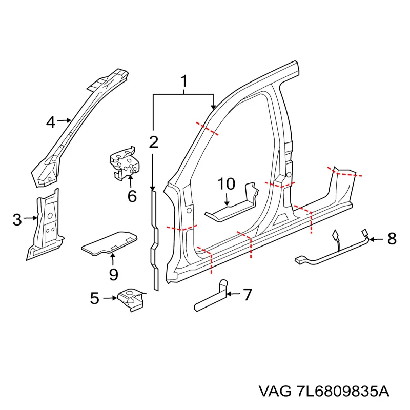 Купити 7L6809835A VAG Отвір передніх лівих дверей