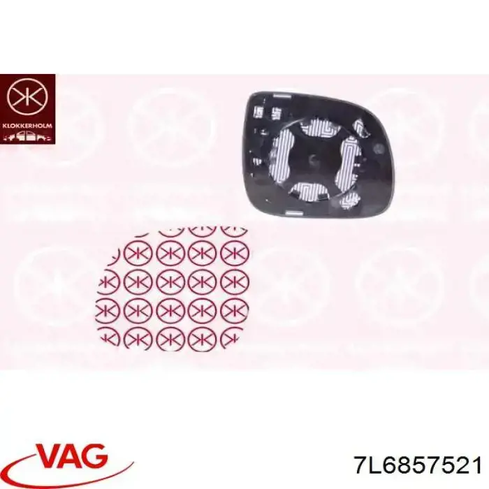 Купити 7L6857521 VAG Дзеркальний елемент дзеркала заднього виду, лівого