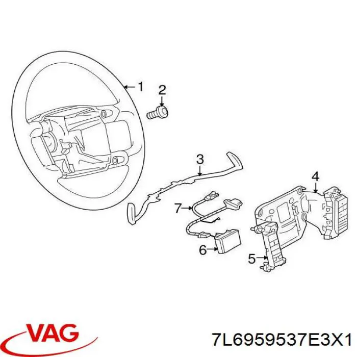 7L6959537E3X1 VAG Блок кнопкових перемикачів рульового колеса