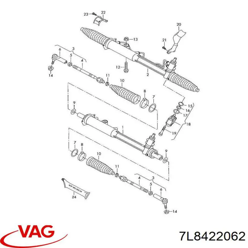 Купити 7L8422062X VAG Рульова рейка