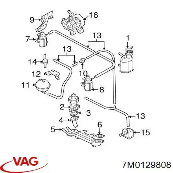 Купити 7M0129808 VAG Бачок/демпфер вакуумної системи двигуна