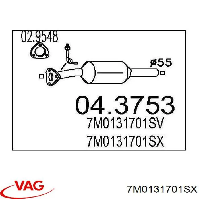 Конвертор-каталізатор (каталітичний нейтралізатор) 7M0131701SX VAG