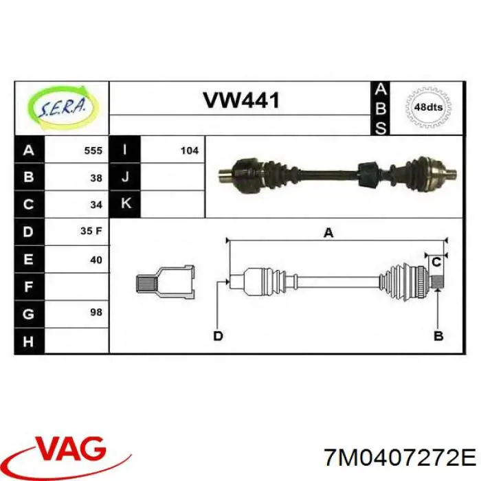 Піввісь передня, права GKN-Spidan 20155 ціна, від 85.87 USD