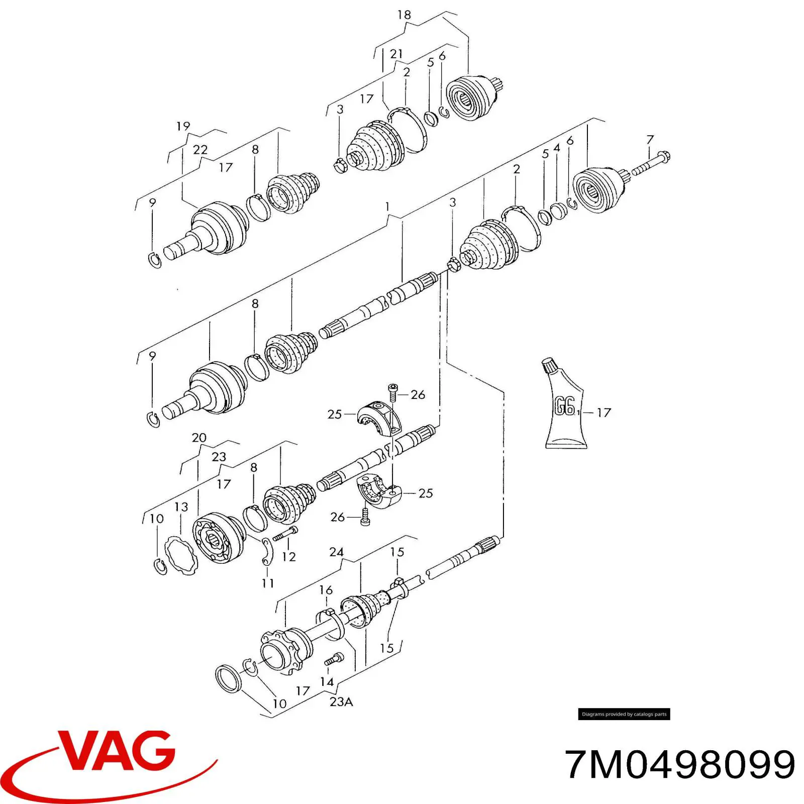 Купити 7M0498099 VAG Шарнір приводу зовнішній