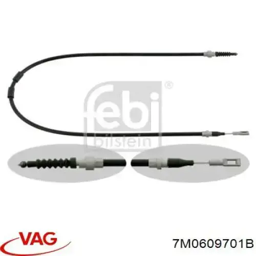 Трос ручного гальма задній, правий/лівий VAG 7M0609701B ціна, від 10.96 USD