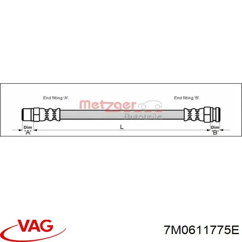Шланг гальмівний задній 7M0611775E VAG