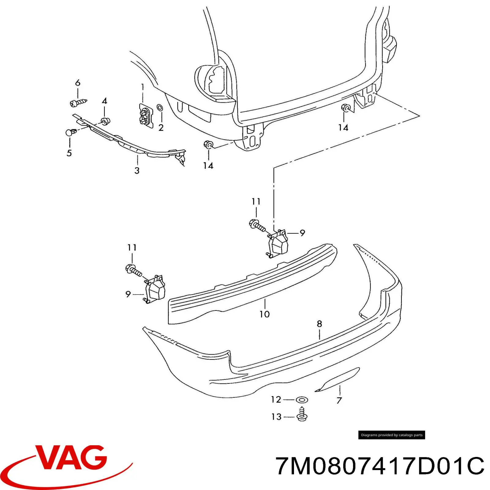 7M0807417D01C VAG Буфер (бампер) задній