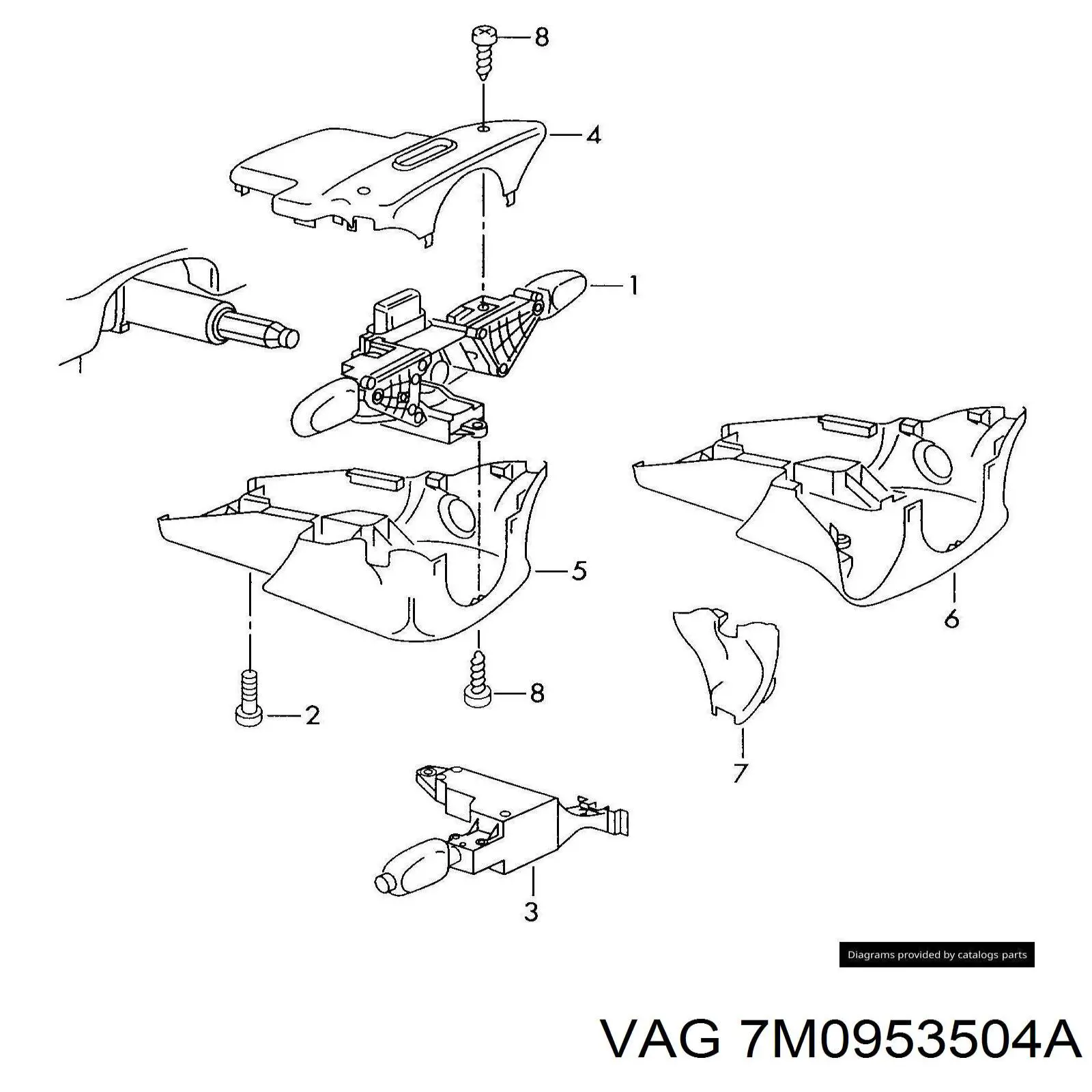 Перемикач підрульовий, керування аудіо системою 7M0953504A VAG