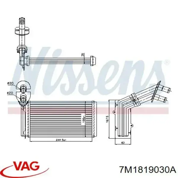 Радіатор пічки (обігрівача) VAG 7M1819030A ціна, від 26.67 USD