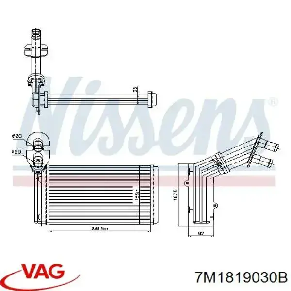 Радіатор пічки (обігрівача) VAG 7M1819030B ціна, від 27.09 USD