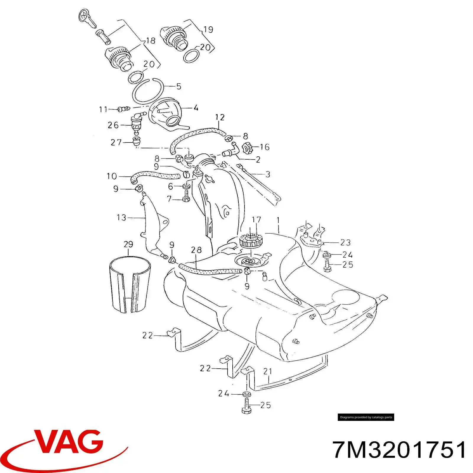 Клапан вентиляції бензобака VAG 7M3201751 ціна, від 25.31 USD