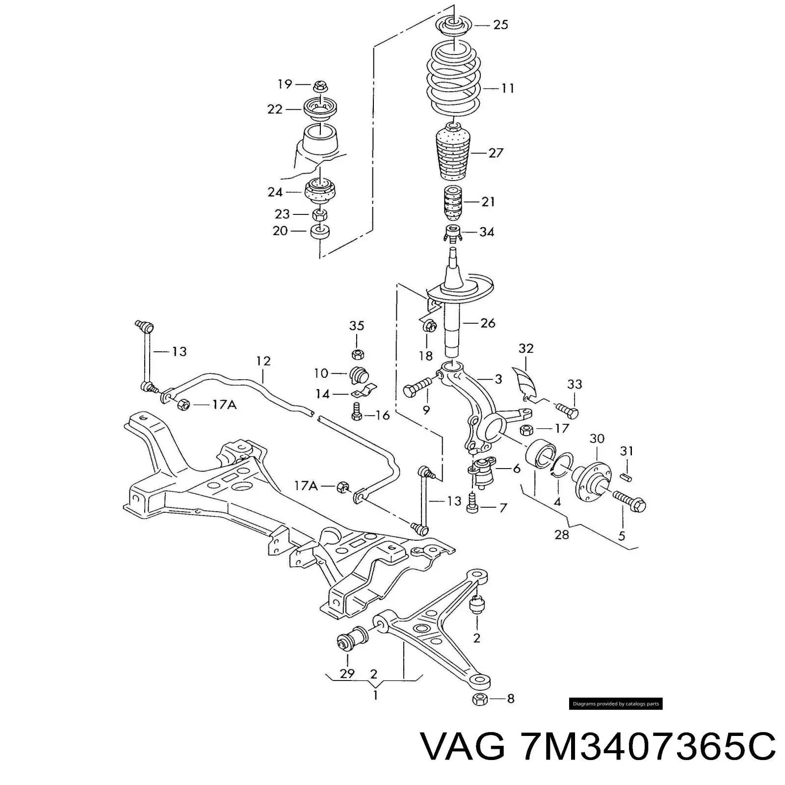 Кульова опора, нижня 7M3407365C VAG
