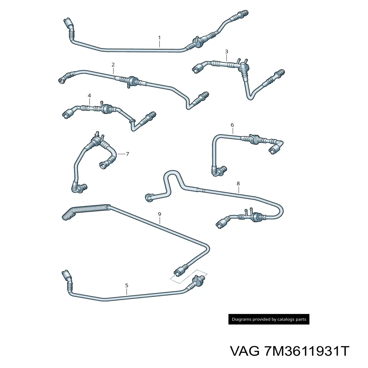 Шланг (патрубок) вакуумного насоса VAG 7M3611931T ціна, від 75.72 USD