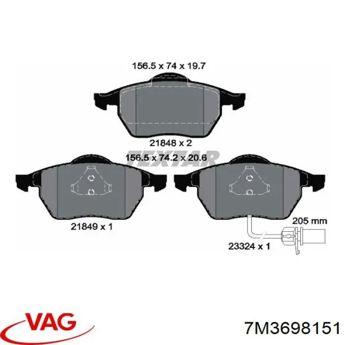 Гальмівні колодки VAG 7M3698151 ціна, від 28.15 USD
