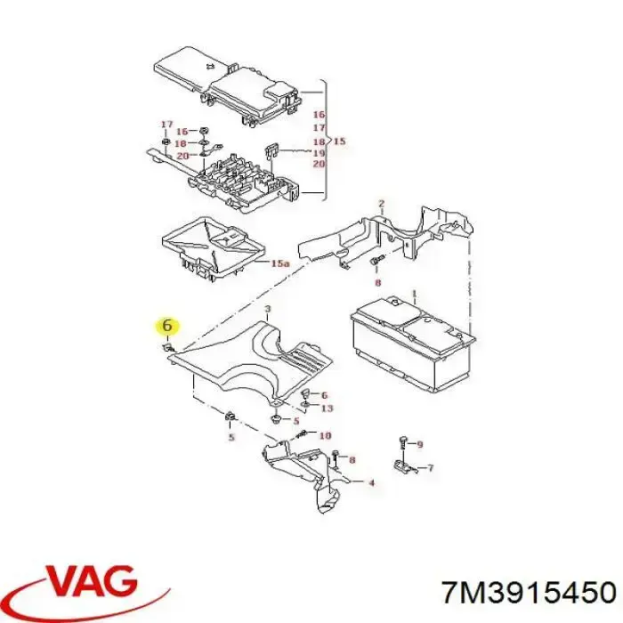 Пістон (кліп) кріплення підкрилки переднього крила 7M3915450 VAG