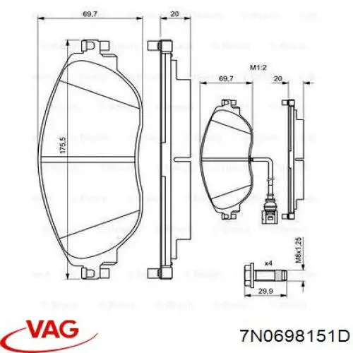 Передні тормозні колодки 7N0698151D VAG